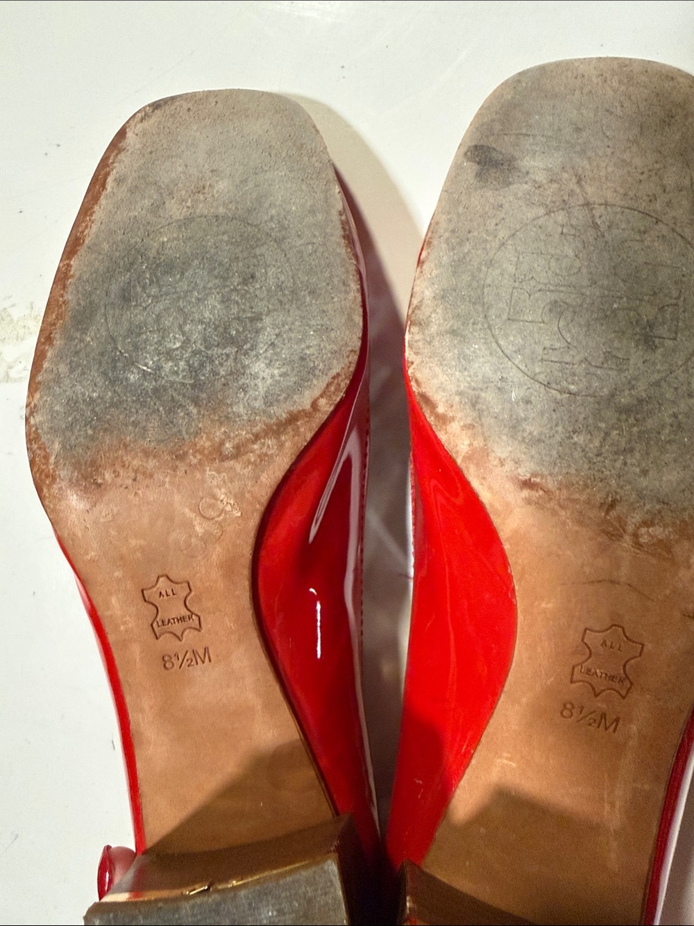 Tory Burch Red Patent Leather Logo Loafers with Gold Accent - Picture 4 of 5